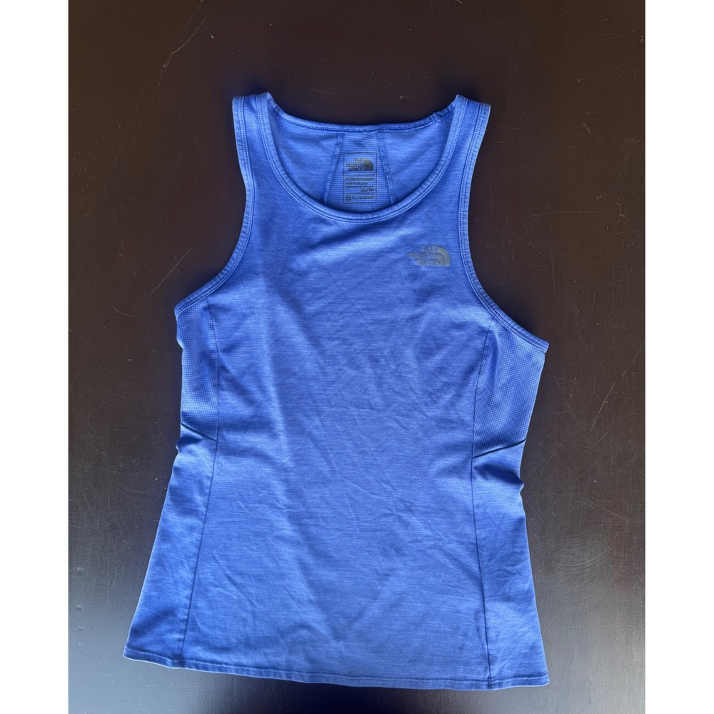 The North Face FlashDry Blue Heathered Mesh Panel Training Tank Top Womens XS